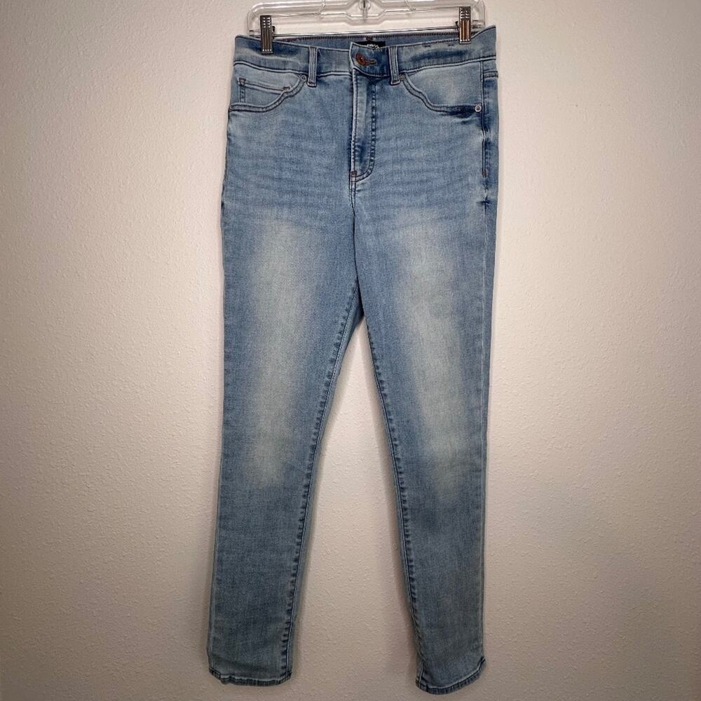 Express High Waisted Light Wash Skinny Jeans, 28" Inseam, Size 10R